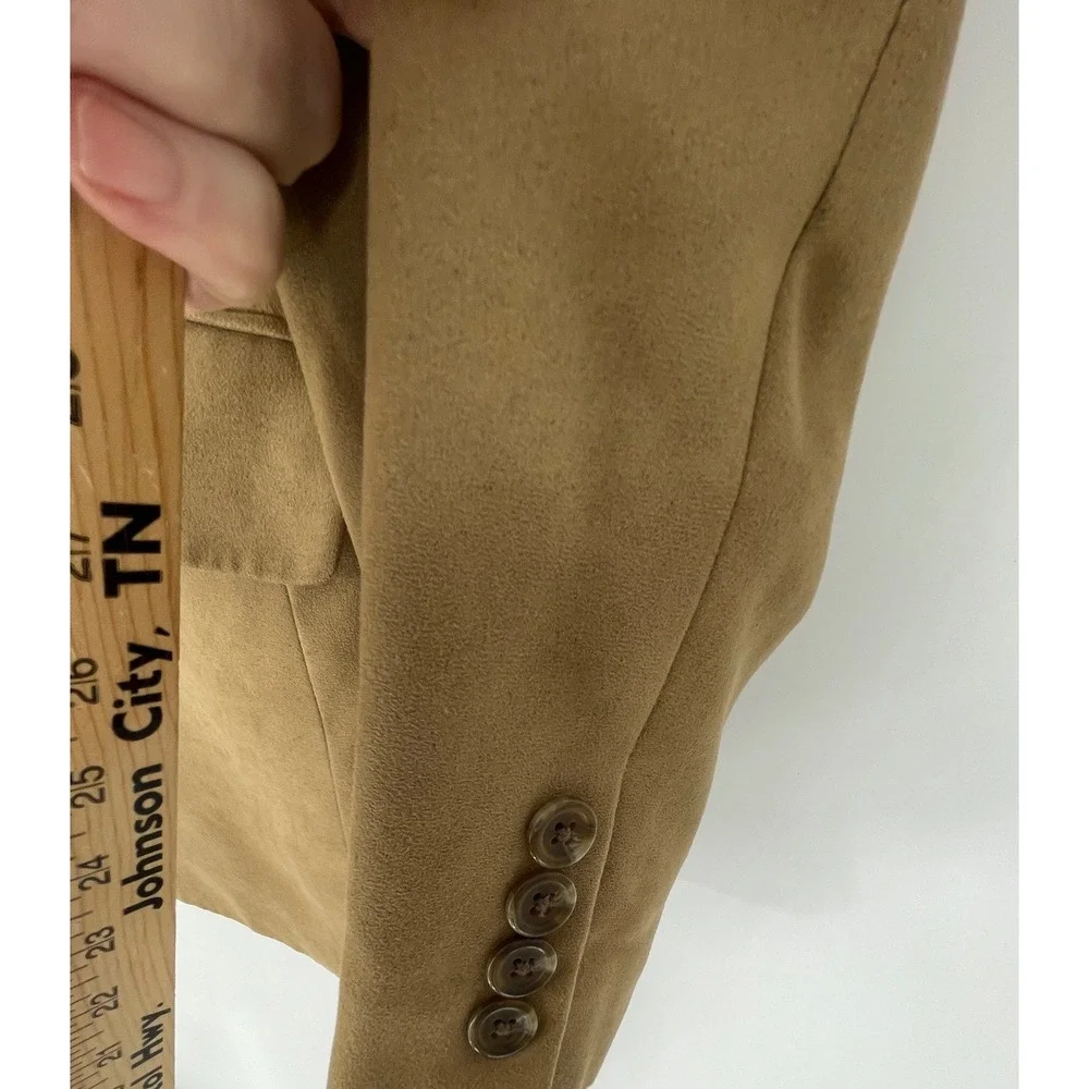 Chaps Mens Blazer 44R Sport Coat Tan Faux‎ Suede Two Button Classic